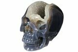Carved Agate & Crystal Skull With Quartz Pocket #127598-2